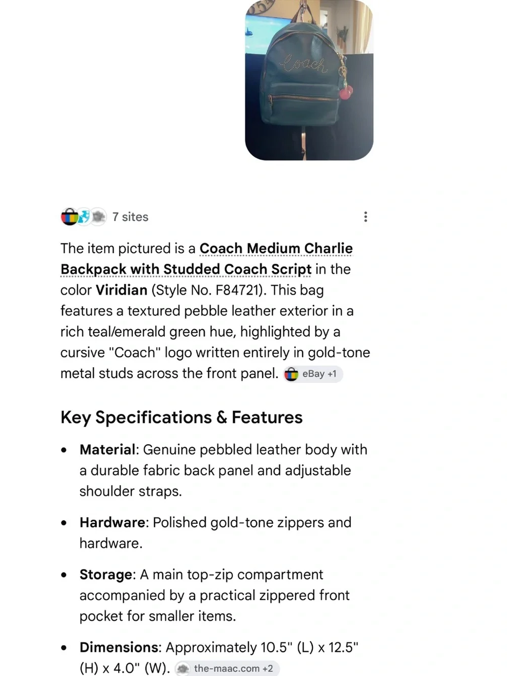 Coach 2019 viridian